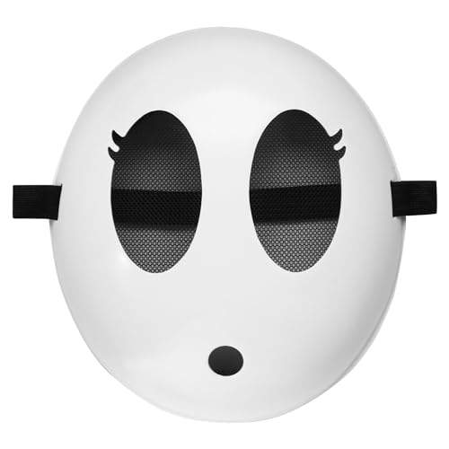 Ficlwigkis Shy Guy Maske Herren Mädchen Karneval Masken Kostüm Weiße Shy Guy Jumpman Maske Weiße Voll Face Maske Kostüm für Unisex Erwachsene (Damen) von Ficlwigkis