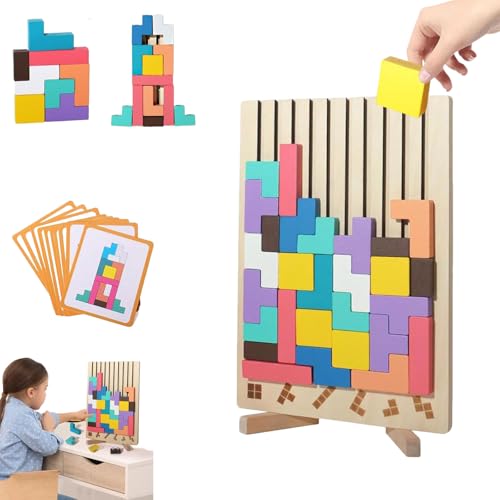 Tetris-Spiel aus Holz,Tetris 3D Spiel,Teaser Puzzle gehirn interaktion sortierung,Tetris stapelpuzzle Spielzeug aus Holz,stapelpuzzle Spielzeug,Wooden Stacking Puzzle (A) von Ficugxd
