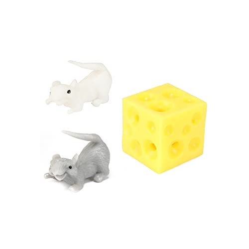 Fidget - Stretchy_Bouncing Cheese with 2 Mice Applikation Spielzeugbälle, Mehrfarbig (35098A) von Fidget