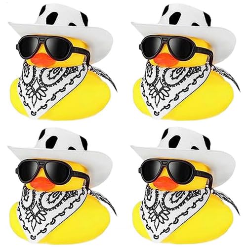 4 Stück Gummi Ente Cowboy, Gummiente Mit Cowboyhut, Lustige Gummi Enten Auto Ornamente, Armaturenbrett Dekorationen, Taschenfüller Für Party, Geschenke, Geburtstage, Badezeit 4 Stück Gummi Ente Cowboy, Gummiente Mit Cowboyhut, Lustige Gummi Enten Auto Ornamente, Armaturenbrett Dekorationen, Taschenfüller Für Party, Geschenke, Geburtstage, Badezeit von Fierudeng