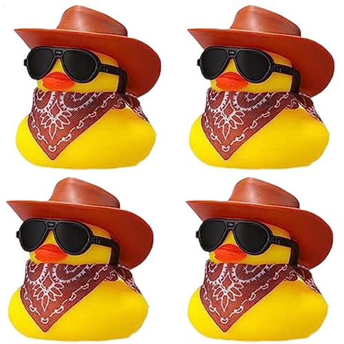 4 Stück Gummi Ente Cowboy, Gummiente Mit Cowboyhut, Lustige Gummi Enten Auto Ornamente, Armaturenbrett Dekorationen, Taschenfüller Für Party, Geschenke, Geburtstage, Badezeit 4 Stück Gummi Ente Cowboy, Gummiente Mit Cowboyhut, Lustige Gummi Enten Auto Ornamente, Armaturenbrett Dekorationen, Taschenfüller Für Party, Geschenke, Geburtstage, Badezeit von Fierudeng