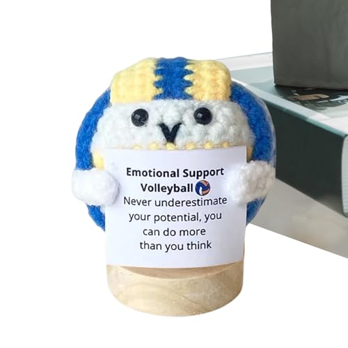 Fierudeng Crochet Positive – Handgefertigter gestrickter Ball mit motivierendem Zitat | Stressabbau-Dekoration, Häkelball mit inspirierendem Zitat für Zuhause, Arbeitsplatz, Einweihungsdekoration von Fierudeng