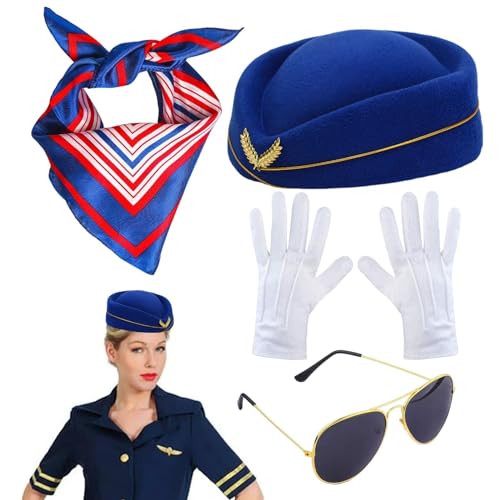 Flugbegleiterin Kostümzubehör – Flugbegleiter Verkleidungsset – Kostüm Mit Flugbegleiterin Mütze Für Erwachsene Und Mädchen, Cosplay, Verkleidungsparty Flugbegleiterin Kostümzubehör – Flugbegleiter Verkleidungsset – Kostüm Mit Flugbegleiterin Mütze Für Erwachsene Und Mädchen, Cosplay, Verkleidungsparty von Fierudeng