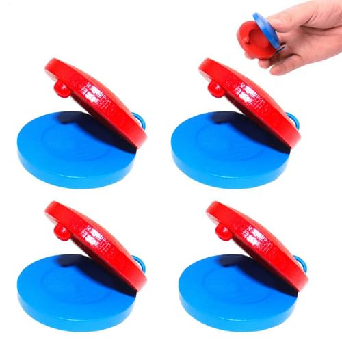 Kastagnetten, 4 Stück Fingerkastagnetten, Musikinstrument Aus Holzkastagnetten, Lustige Handschlaginstrumente, Musikalisches Schlaginstrument Spielzeug Für Kinder von Fierudeng