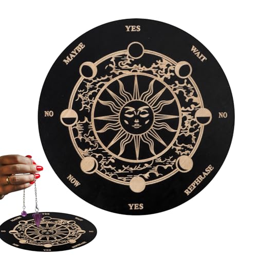 Pendelbrett, Wünschelruten-Wahrsagungstafel, hölzerne Metaphysische Planchette Message Boards mit Buchstaben, Geist Dekorationen Pendelbretter Spiel für Anfänger, Familie Pendelbrett, Wünschelruten-Wahrsagungstafel, hölzerne Metaphysische Planchette Message Boards mit Buchstaben, Geist Dekorationen Pendelbretter Spiel für Anfänger, Familie von Fierudeng