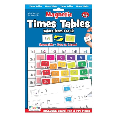 Fiesta Crafts Magnetic Times Tables for Kids - with 144 Reversible Magnetic Numbers, Board & Dry Wipe Pen - & Educational Toys for Kids' Early Maths Games & Skills - for 6+ Year Old Boys & Girls Fiesta Crafts Magnetic Times Tables for Kids - with 144 Reversible Magnetic Numbers, Board & Dry Wipe Pen - & Educational Toys for Kids' Early Maths Games & Skills - for 6+ Year Old Boys & Girls von Fiesta Crafts Ltd