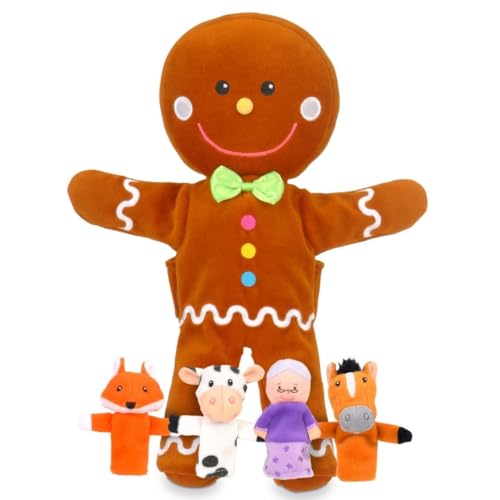 Fiesta Crafts T-2743 Gingerbread Man Hand Puppet and Finger Puppets Set,Small von Fiesta Crafts Ltd
