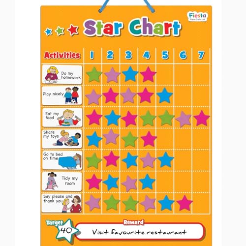 Fiesta Crafts Star Chart - Magnetic Activity Board for Kids, Toddlers, Preschoolers, Boys & Girls - Teaches Responsibility, Good Behaviour & Chore Obedience at Home or in The School Classroom von Fiesta Crafts