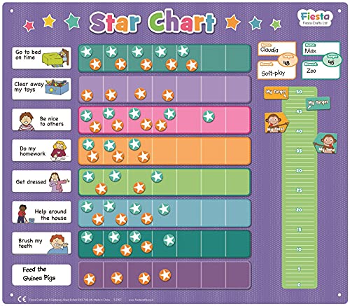 Fiesta Crafts Extra Large Magnetic Star Chart for Kids - Behavior Star Chore Chart for 1 to 2 Children - Customisable Magnetic Reward Chart to Encourage Good Behaviour for Children Aged 3 to 11 Years von Fiesta Crafts