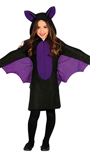 FIESTAS GUIRCA | Little Bat Girl Kostüm für Kinder (5-6 Jahre) - Kleid, Kapuze und Flügel für Mädchen - Fledermaus- und Tierkostüme für Halloween, Karneval und Kostümpartys - Schwarz und Lila von FIESTAS GUIRCA