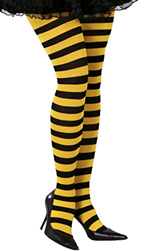 FIESTAS GUIRCA | Gelbe Strumpfhose mit schwarzen Streifen für Frauen (Einheitsgröße) - Hexen-Kostümstrumpfhosen für Halloween und Kostümpartys - Ideales Zubehör für Cosplay - Schwarz und Gelb von FIESTAS GUIRCA