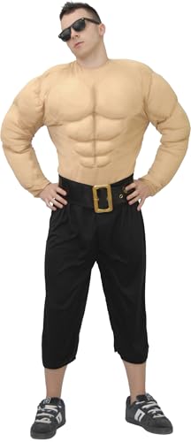 FIESTAS GUIRCA Muskelanzug Gepolstertes Muskel Shirt Herren – Muskelprotz Oberteil Herren – Strongman, Body Builder, Beach Body Kostüm Größe M 48-50 von FIESTAS GUIRCA
