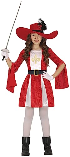 Fiestas GUiRCA Roter Musketier Karneval Kostüm Mädchen – Fasching Karneval Kostüm Kinder Mädchen inkl. Kleid u. Musketierhut 7-9 Jahre von Fiestas GUiRCA