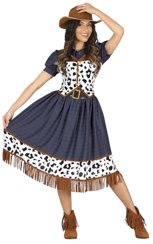 FIESTAS GUIRCA Texas Cowgirl Kostüm Damen Rock – Cowboy Kleid im Western Jeans Look – Wild Wild West Faschingskostüme Damen Cowgirl Größe S 34-36 von FIESTAS GUIRCA