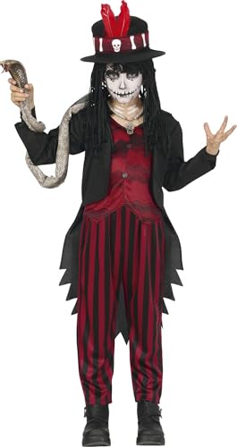 Fiestas GUiRCA Voodoo Doktor Schwarz Rotes Halloween Kinder Kostüm Alter7-9 Jahre inkl. Zylinder, Mantel mit Shirt und Hose - Für Karneval/Fasching, Halloween, Themen Partys von Fiestas GUiRCA