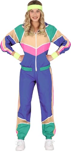 Fiestas Guirca 90er oder 80er Trainingsanzug Fasching Damen - Größe M 38 – 40-80 er Jahre Kostüm Damen - Blauer 80er Jahre Jogginganzug - 90er Jahre Outfit für Karneval, Bad Taste Outfit von Fiestas Guirca