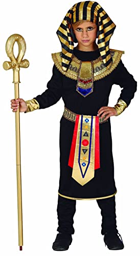Fiestas GUiRCA Ägyptischer König Pharao Schwarz Goldenes Jungen Kostüm Alter 5-6 Jahre inklusive Kopfbedeckung, Hemd mit Halsschmuck und Gürtel, Hose |Für Karneval/Fasching oder Halloween von Fiestas GUiRCA