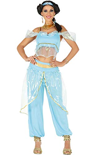 Fiestas GUiRCA Arabische Prinzessin Damen Kostüm - Orientalische Prinzessin Kostüm in Hellblau u. Gold - Gr. S 36–38 - Türkisches Kostüm Karneval, Königin Kostüm Damen Fastnacht, Fasching Prinzessin von Fiestas GUiRCA