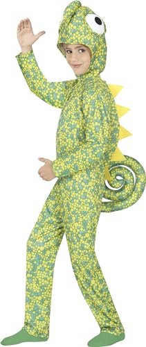 Fiestas GUiRCA Chamäleon Unisex Jumpsuit für Kinder - Grüner Leguan Kuschelanzug - Alter 7-9 Jahre - Eidechse Pyjama Kinder Onesie Jungen u. Mädchen - Tier Overall Kostüm für Karneval, Fasching von Fiestas GUiRCA