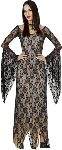 Fiestas GUiRCA Die Böse Gothic Lady - edles langes schwarzes Spitzenkleid mit Engelärmeln Größe S 36 – 38 - Damen Kostüm Für Karneval/Fasching, Halloween, Themen Partys von Fiestas GUiRCA