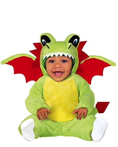 FIESTAS GUIRCA | Drache Baby Kostüm (12-18 Monate) - Overall, Kapuze, Flügel und Schwanz - Tierkostüme für Halloween, Karneval und Kostümpartys - Ideal für Unisex-Babys - Grün und Rot von FIESTAS GUIRCA