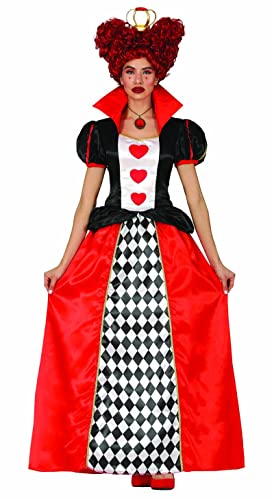 Fiestas Guirca Herzkönigin Kostüm Damen - Größe M 38 – 40 - Rote Herzdame Kostüm inkl. Königin Krone - Adlige Kostüm Karneval, Wunderland Königin Kostüm Damen Fastnacht, Faschingskostüme Damen von FIESTAS GUIRCA