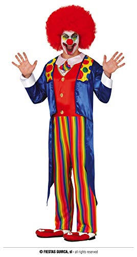 Fiestas Guirca Regenbogen Clown Kostüm Herren für Karneval, Fasching, Geburtstage -Größe M 48 – 50 - Zirkus Kostüm inkl. Jackett u Overall - Halloween Böser Clown Kostüm für Erwachsene von Fiestas Guirca