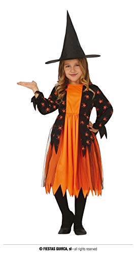 Fiestas GUiRCA Spinnenhexe – Halloween Mädchen Kostüm in Schwarz und Orange inkl. Hexen Hut Alter 10-12 Jahre Für Halloween, Karneval/Fasching, Themen Partys von Fiestas GUiRCA