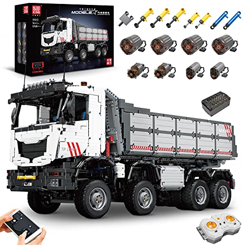 FigureArt MK19013 Technik Pneumatik LKW Kipper Bausatz, 5768 Teile mit 8 Motoren Fernbedienung Truck Klemmbausteine Modell(Originalverpackung) von FigureArt