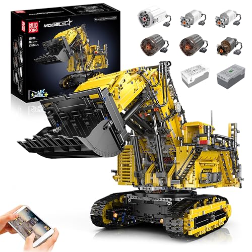 Technik Bagger Bausatz, MK17070, 4767+ Teile mit Motoren Groß Ferngesteuert Auto Klemmbausteine (Originalverpackung) von FigureArt