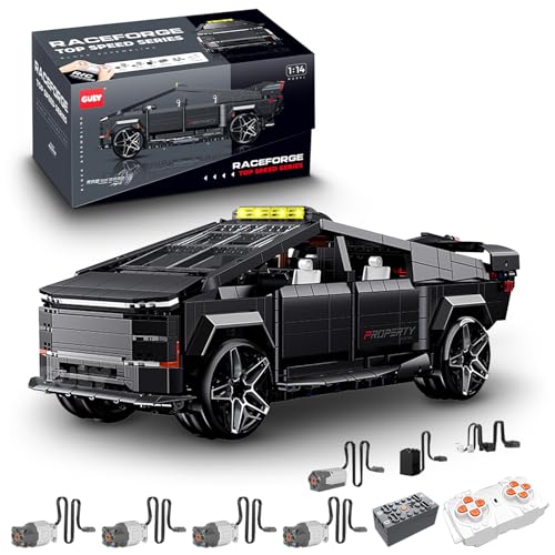 Technik Pickup Truck Bausatz, GULY 10634, 1572 Teile mit Motoren und LED Ferngesteuert Auto MOC Klemmbausteine (Originalverpackung) von FigureArt