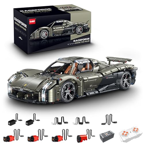 Technik Sportwagen Auto Bausatz, GULY 10626, 3728 Teile mit Motoren und LED Ferngesteuert Auto MOC Klemmbausteine (Originalverpackung) (Dynamische Version) von FigureArt