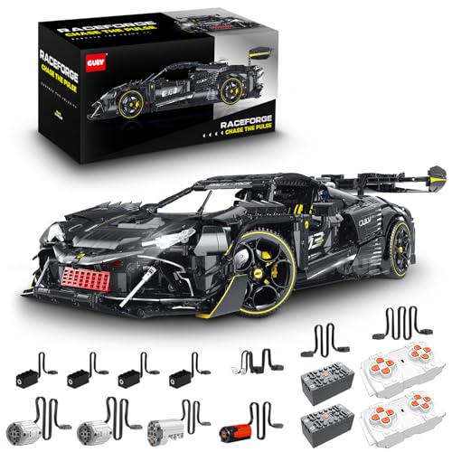 Technik Sportwagen Auto Bausatz, GULY 10627, 3729 Teile mit Motoren und LED Ferngesteuert Auto MOC Klemmbausteine (Originalverpackung) (Dynamische Version) von FigureArt