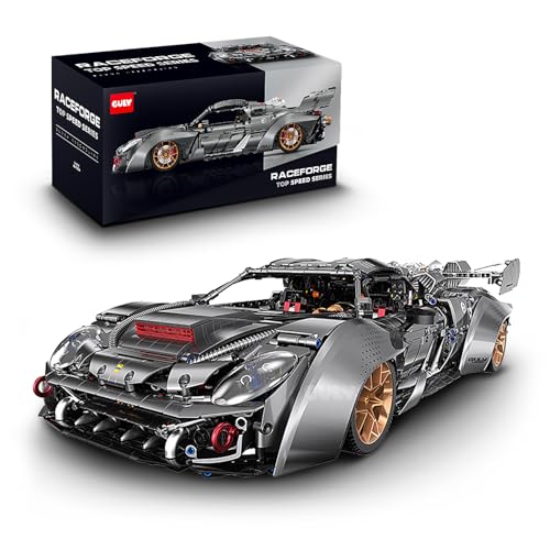 Technik Sportwagen Auto Bausatz, GULY 10629, 3903 Teile mit Motoren und LED Ferngesteuert Auto MOC Klemmbausteine (Originalverpackung) (Statische Version) von FigureArt