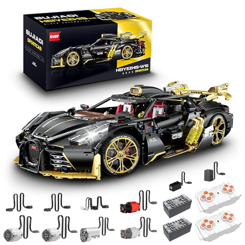 Technik Sportwagen Auto Bausatz, GULY 10631, 3976 Teile mit Motoren und LED Groß Ferngesteuert Auto MOC Klemmbausteine (Originalverpackung) (Dynamische Version) von FigureArt