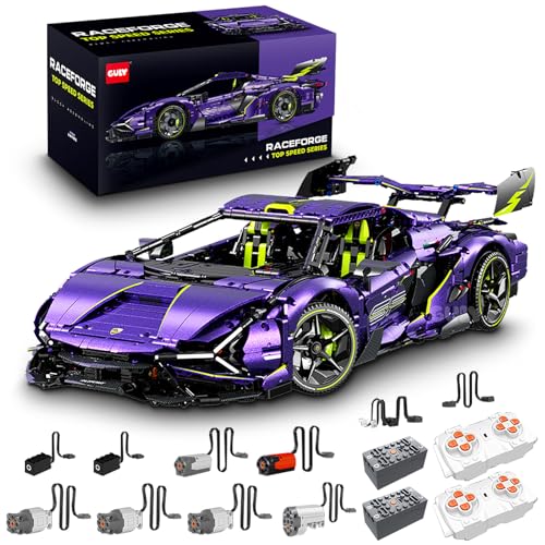 Technik Sportwagen Auto Bausatz, GULY 10635, 3654 Teile mit Motoren und LED Groß Ferngesteuert Auto MOC Klemmbausteine (Originalverpackung) (Dynamische Deluxe-Edition) von FigureArt