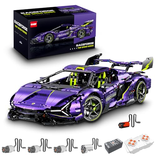 Technik Sportwagen Auto Bausatz, GULY 10635, 3654 Teile mit Motoren und LED Groß Ferngesteuert Auto MOC Klemmbausteine (Originalverpackung) (Dynamische Version) von FigureArt