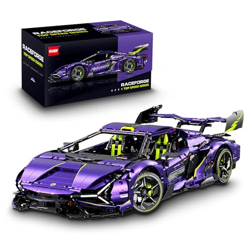 Technik Sportwagen Auto Bausatz, GULY 10635, 3654 Teile mit Motoren und LED Groß Ferngesteuert Auto MOC Klemmbausteine (Originalverpackung) (Statische Version) von FigureArt