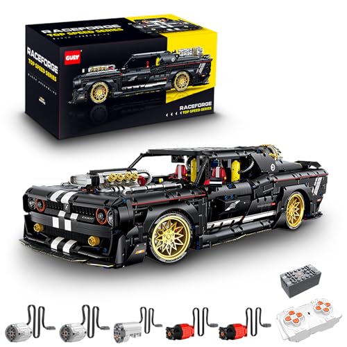 Technik Sportwagen Auto Bausatz, GULY 10637, 3751 Teile mit Motoren und LED Groß Ferngesteuert Auto MOC Klemmbausteine (Originalverpackung) (Dynamische Version) von FigureArt