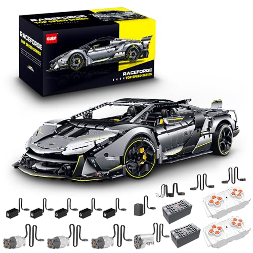 Technik Sportwagen Auto Bausatz, GULY 10638, 3392 Teile mit Motoren und LED Groß Ferngesteuert Auto Klemmbausteine (Originalverpackung) (Dynamische Deluxe-Edition) von FigureArt