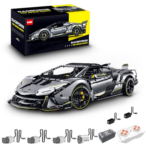 Technik Sportwagen Auto Bausatz, GULY 10638, 3392 Teile mit Motoren und LED Groß Ferngesteuert Auto Klemmbausteine (Originalverpackung) (Dynamische Version) von FigureArt