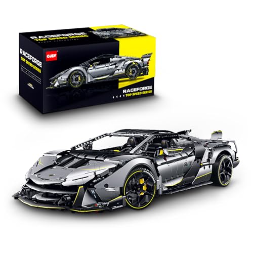 Technik Sportwagen Auto Bausatz, GULY 10638, 3392 Teile mit Motoren und LED Groß Ferngesteuert Auto Klemmbausteine (Originalverpackung) (Statische Version) von FigureArt