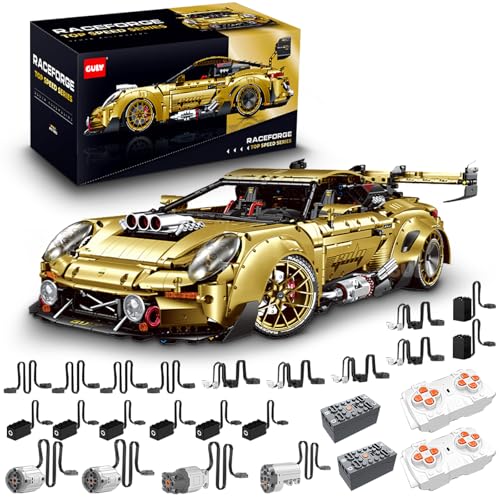 Technik Sportwagen Auto Bausatz, GULY 10640, 3824 Teile mit Motoren und LED Groß Ferngesteuert Auto Klemmbausteine (Originalverpackung) (Dynamische Deluxe-Edition) von FigureArt