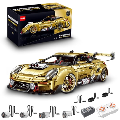 Technik Sportwagen Auto Bausatz, GULY 10640, 3824 Teile mit Motoren und LED Groß Ferngesteuert Auto Klemmbausteine (Originalverpackung) (Dynamische Version) von FigureArt
