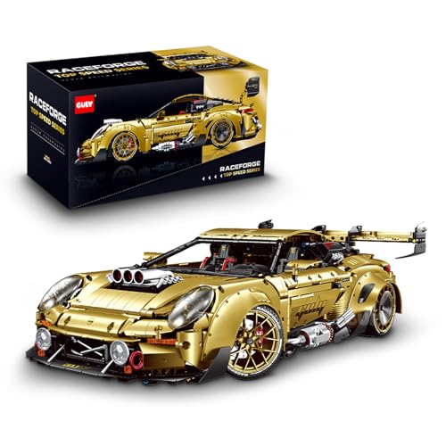 Technik Sportwagen Auto Bausatz, GULY 10640, 3824 Teile mit Motoren und LED Groß Ferngesteuert Auto Klemmbausteine (Originalverpackung) (Statische Version) von FigureArt