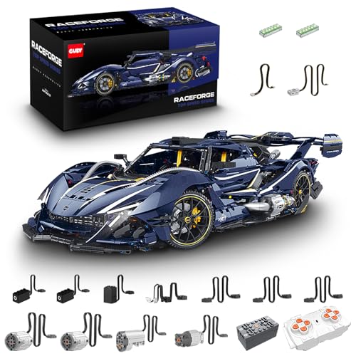 Technik Sportwagen Auto Bausatz, GULY 10641, 3656 Teile mit Motoren und LED Ferngesteuert Auto MOC Klemmbausteine (Originalverpackung) (Dynamische Version) von FigureArt