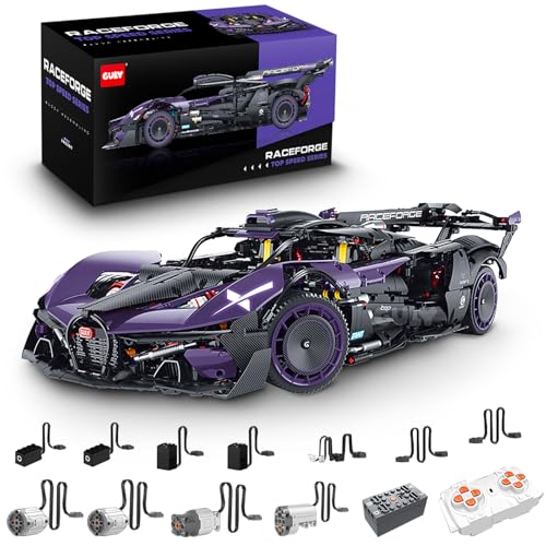 Technik Sportwagen Auto Bausatz, GULY 10643, 3332 Teile mit Motoren und LED Groß Ferngesteuert Auto MOC Klemmbausteine (Originalverpackung) (Dynamische Version) von FigureArt
