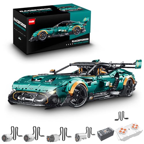 Technik Sportwagen Auto Bausatz, GULY 10647, 3794 Teile mit Motoren und LED Groß Ferngesteuert Auto Klemmbausteine (Originalverpackung) (Dynamische Version) von FigureArt