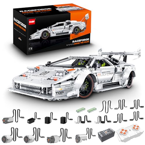 Technik Sportwagen Auto Bausatz, GULY 10649, 3970 Teile mit Motoren und LED Groß Ferngesteuert Auto MOC Klemmbausteine (Originalverpackung) (Dynamische Version) von FigureArt