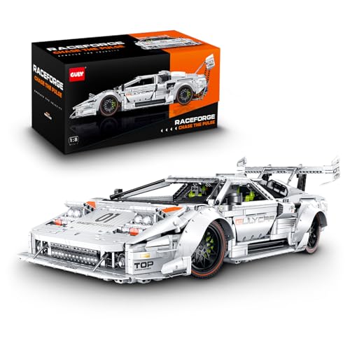 Technik Sportwagen Auto Bausatz, GULY 10649, 3970 Teile mit Motoren und LED Groß Ferngesteuert Auto MOC Klemmbausteine (Originalverpackung) (Statische Version) von FigureArt